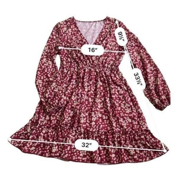 SHEIN Red Floral Dress Dress size L - Picture 6 of 6